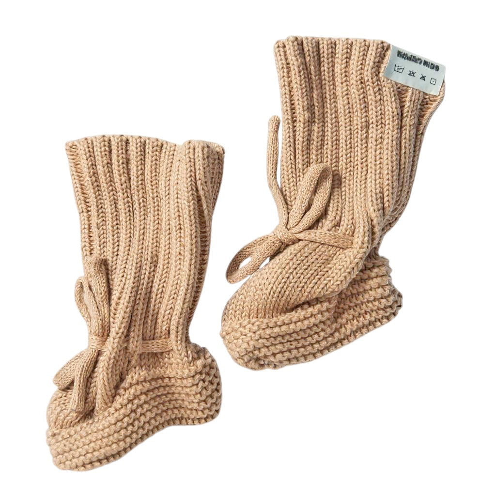 Knitted Baby Booties (Latte) - Main Image