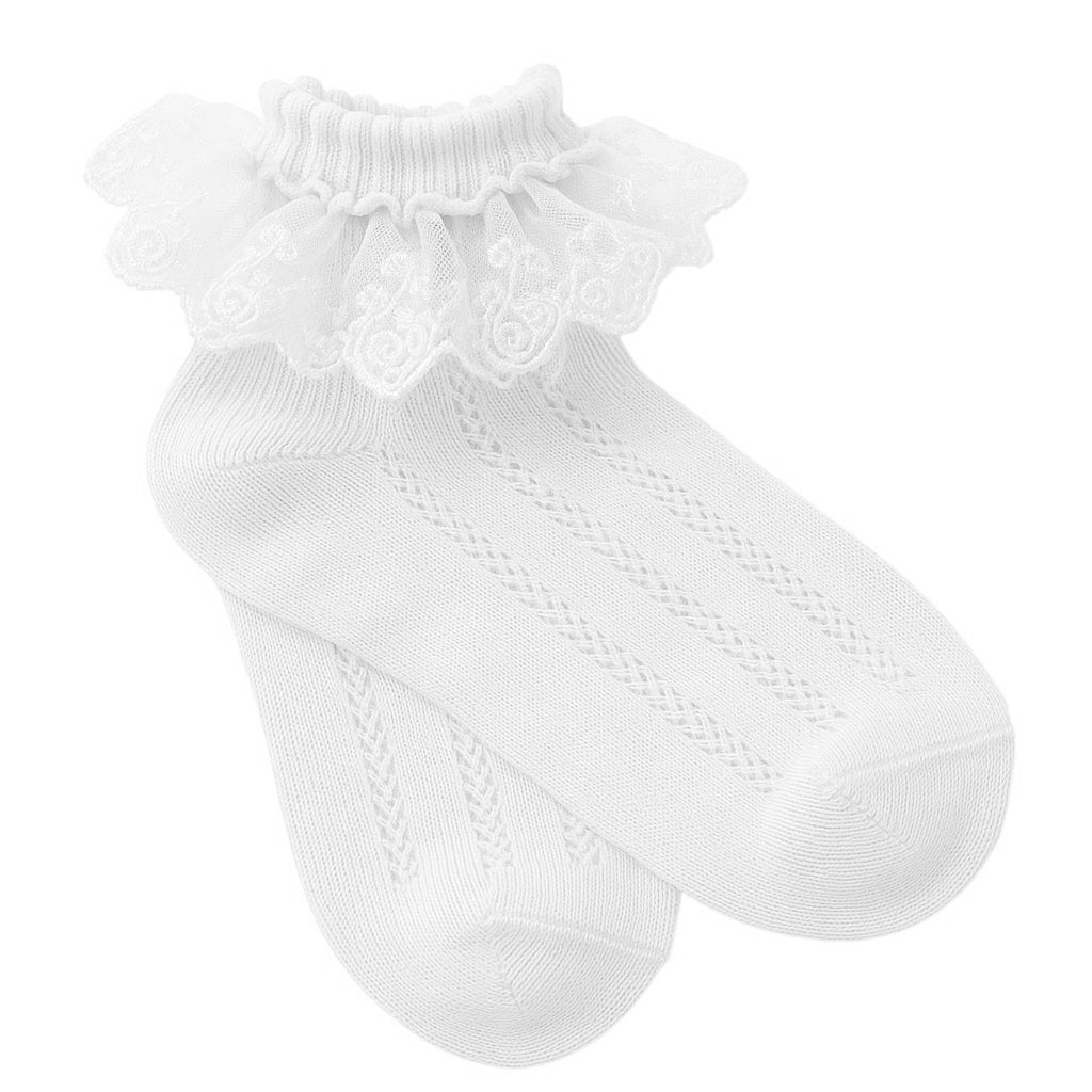 Frill Ankle Socks (White)