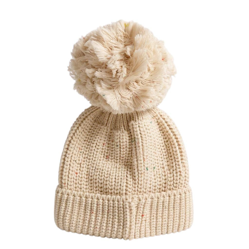 Knitted Pom Pom Beanie (Confetti)