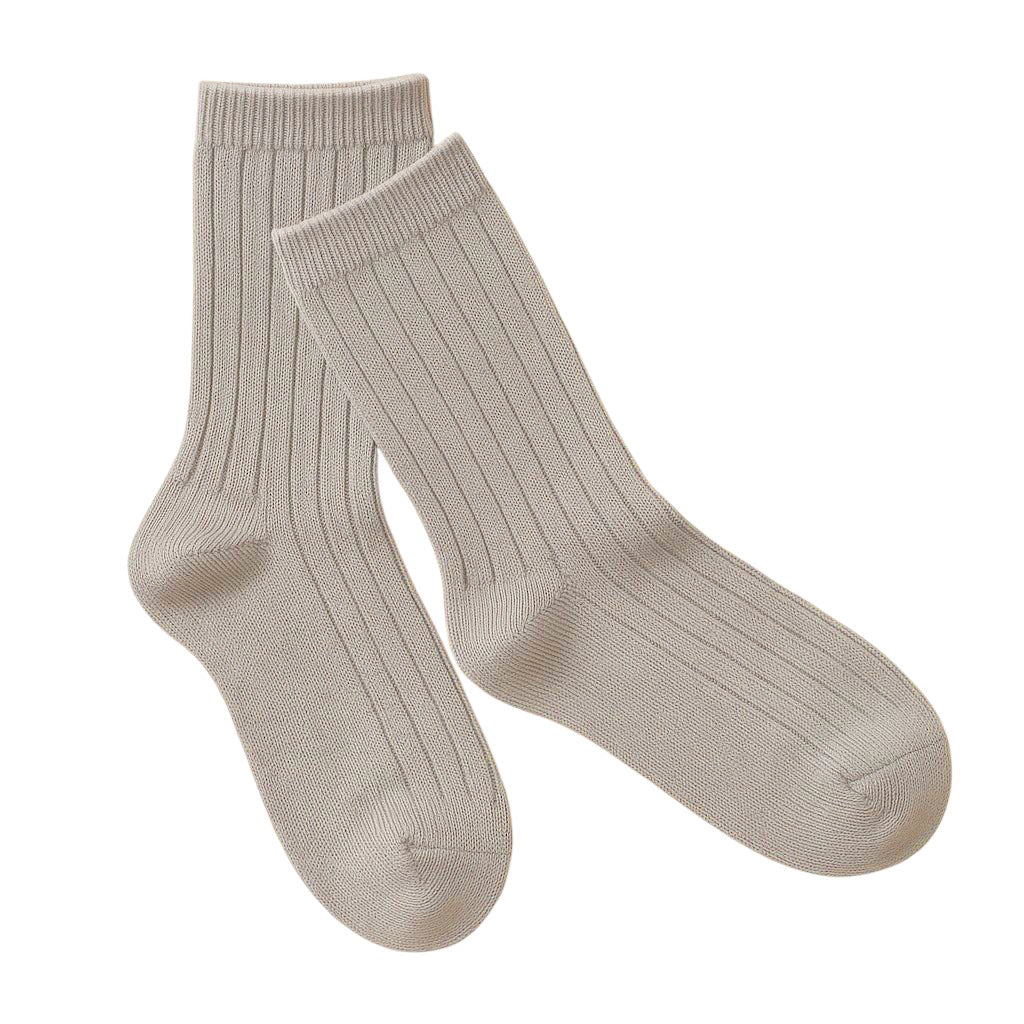 Ribbed Long Socks (Sand)