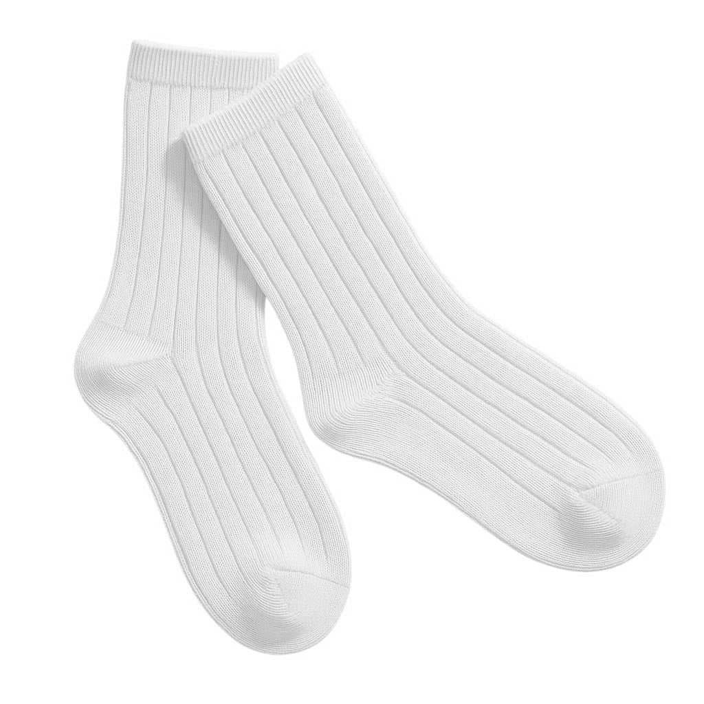Ribbed Long Socks (White)