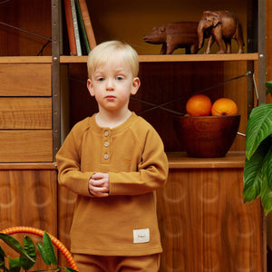 Caramel Waffle Henley LS Top