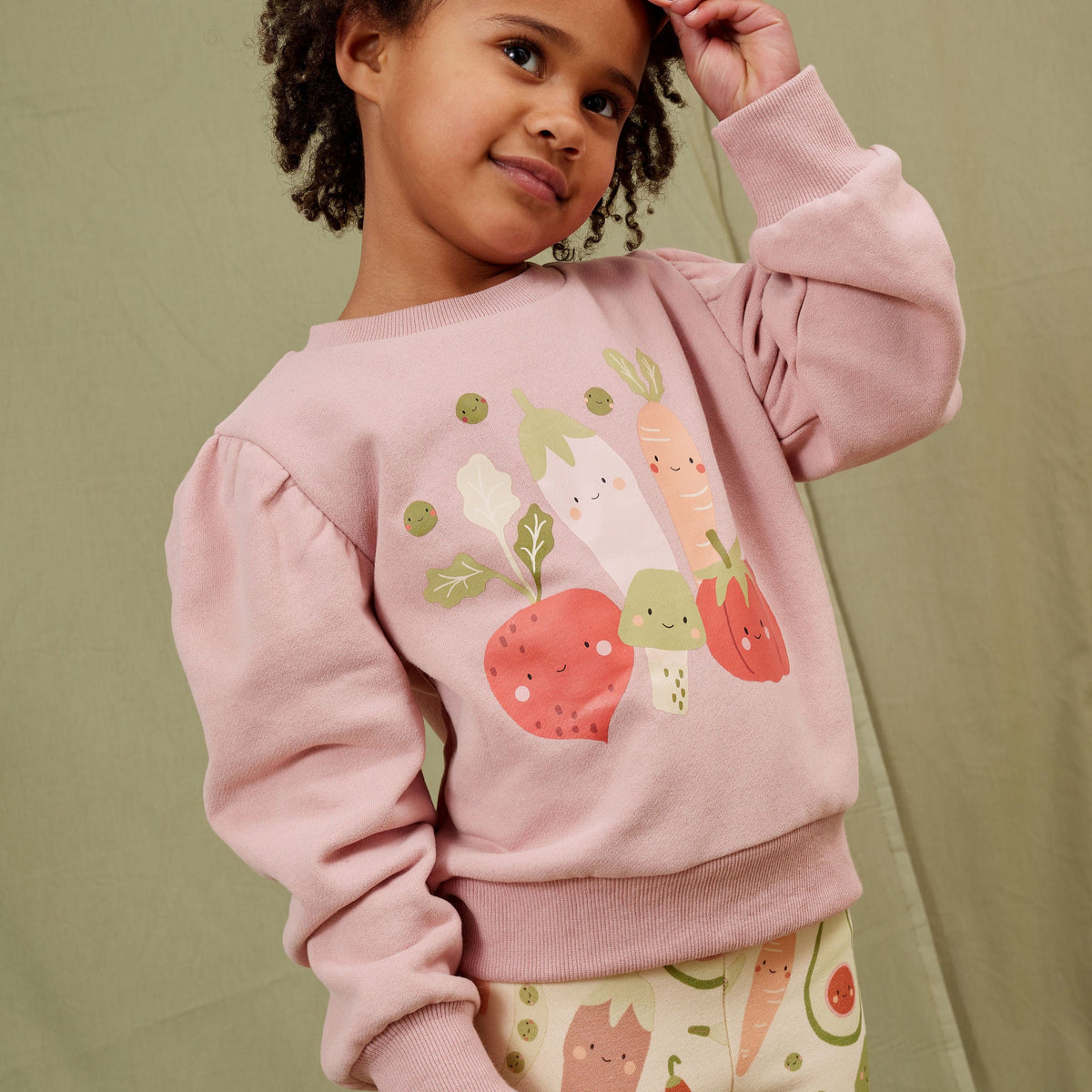 Veggie Crew Placement Puff Sweater