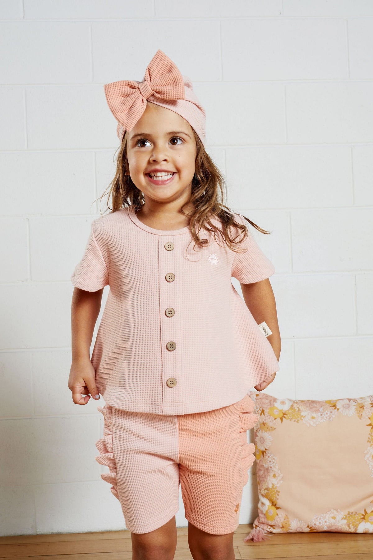 Two Tone Waffle Frill Bike Shorts