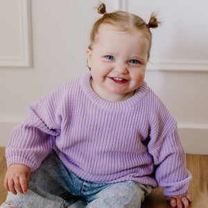Chunky Cotton Knit Jumper (Lilac)