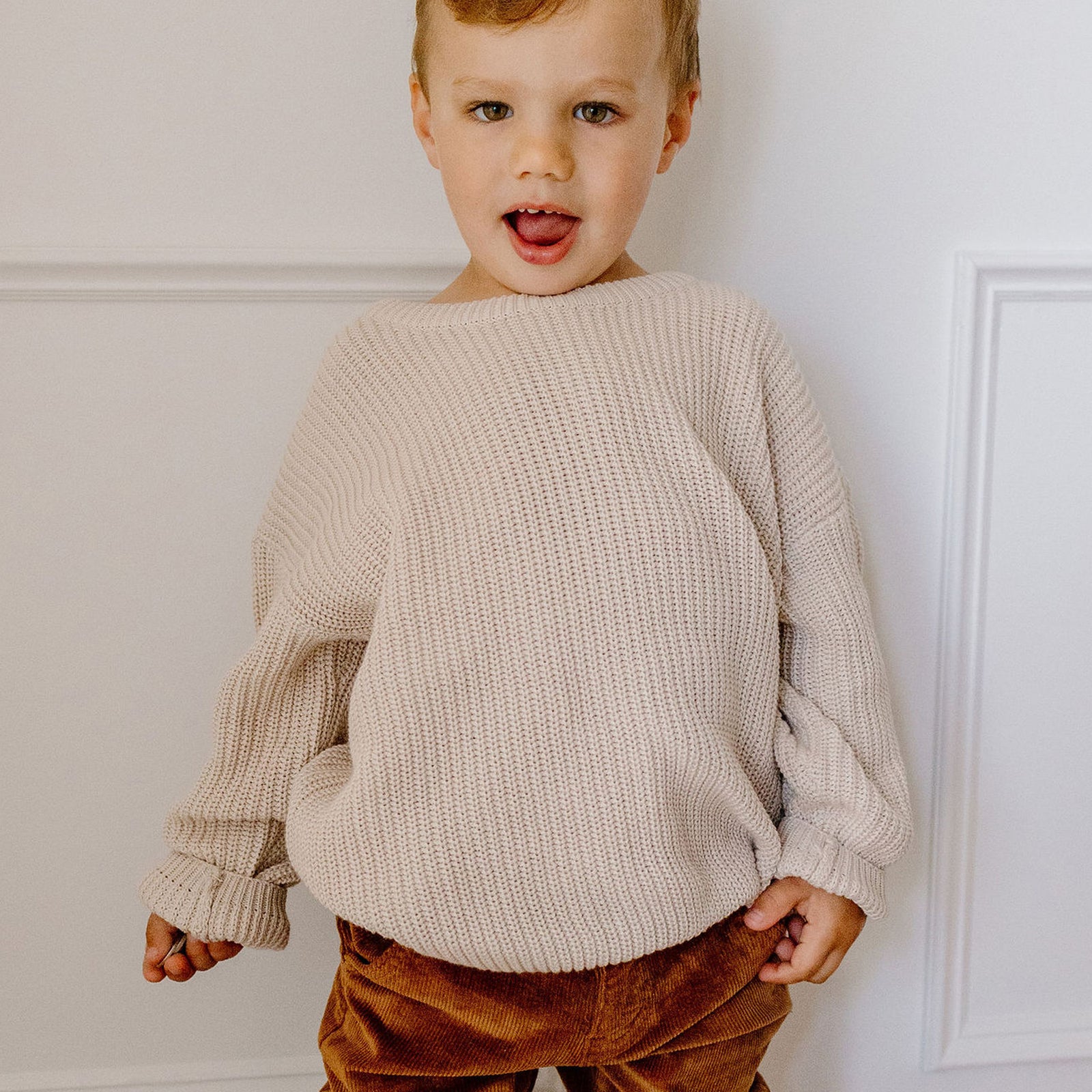 Chunky Cotton Knit Jumper (Sand)