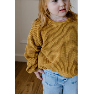 Chunky Cotton Knit Jumper (Mustard)