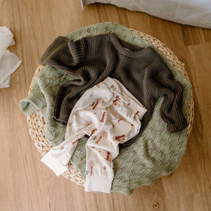 Chunky Cotton Knit Jumper (Olive)