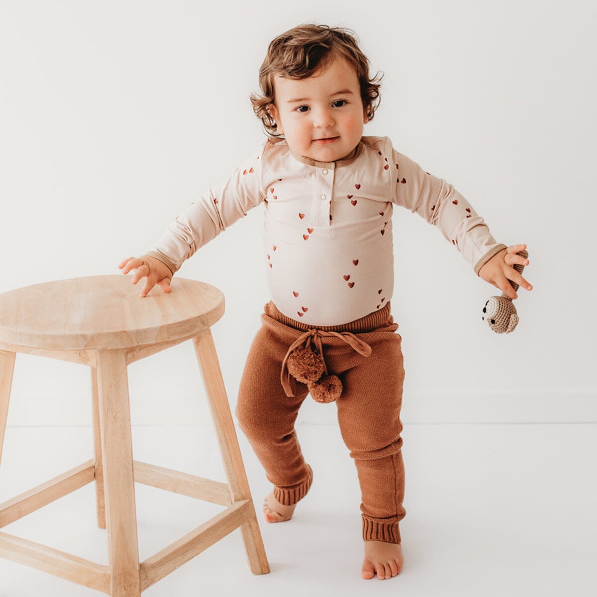 Brown Hearts LS Bodysuit