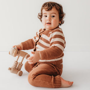 Chocolate Knit Striped Cardigan