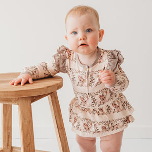 Vintage Teddies LS Onesie Flutter Dress