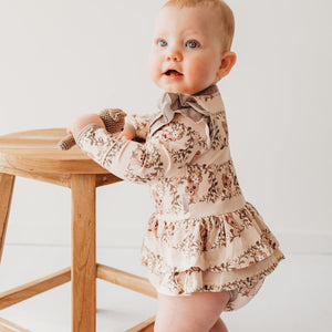 Vintage Teddies LS Onesie Flutter Dress