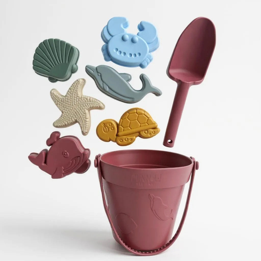Silicone Beach Bucket Set (Dark Pink)