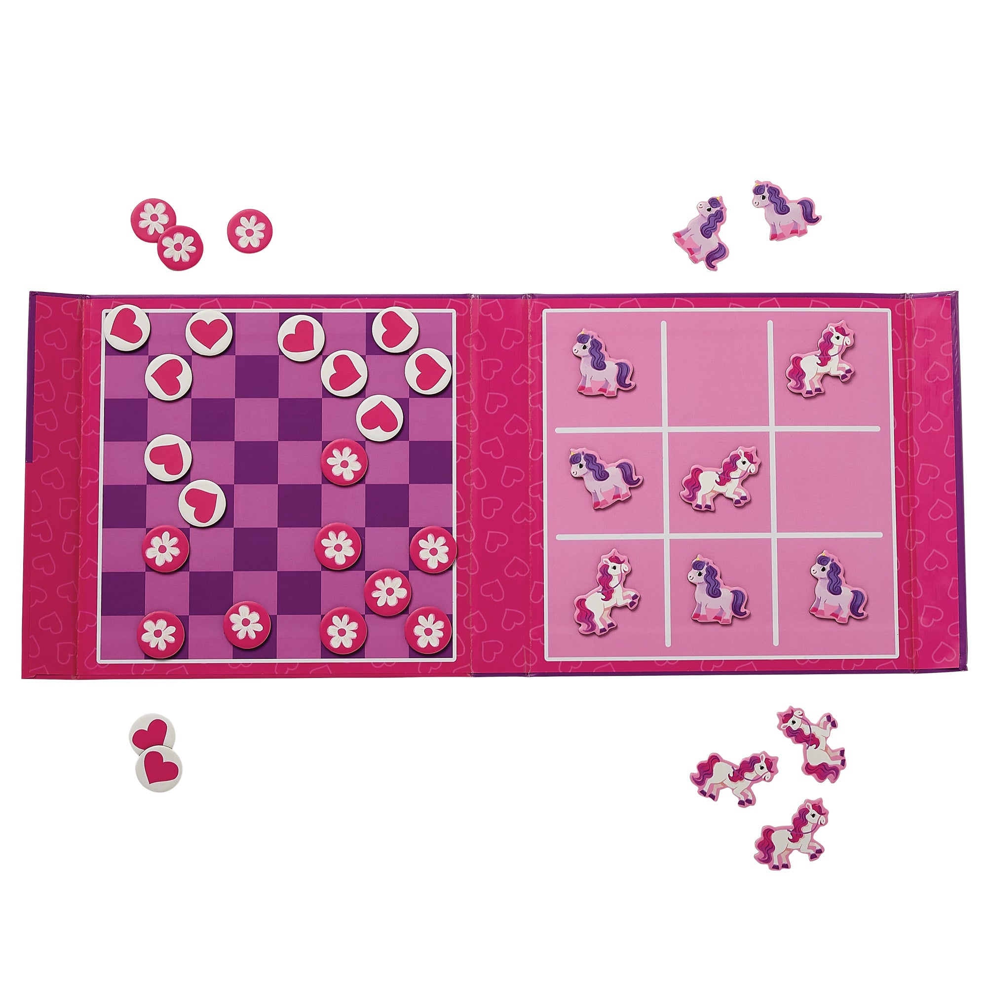 Magnetic Game - Tic Tac Toe & Checkers - Unicorn