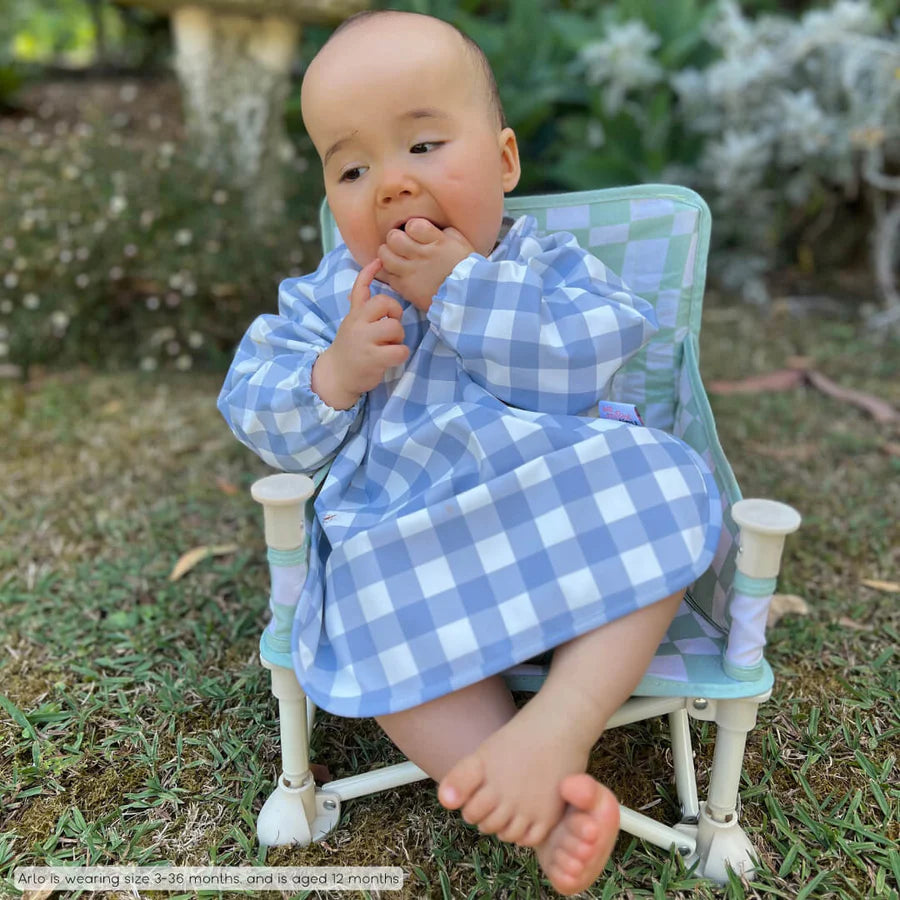 Messie Smock Bib (Blue Gingham)