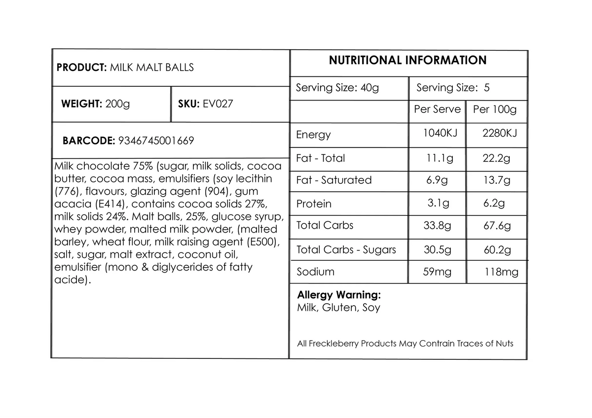 Choc Malt Balls 200g