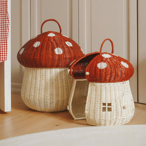 Mushroom Storage Basket (Red) Kawaii Kids