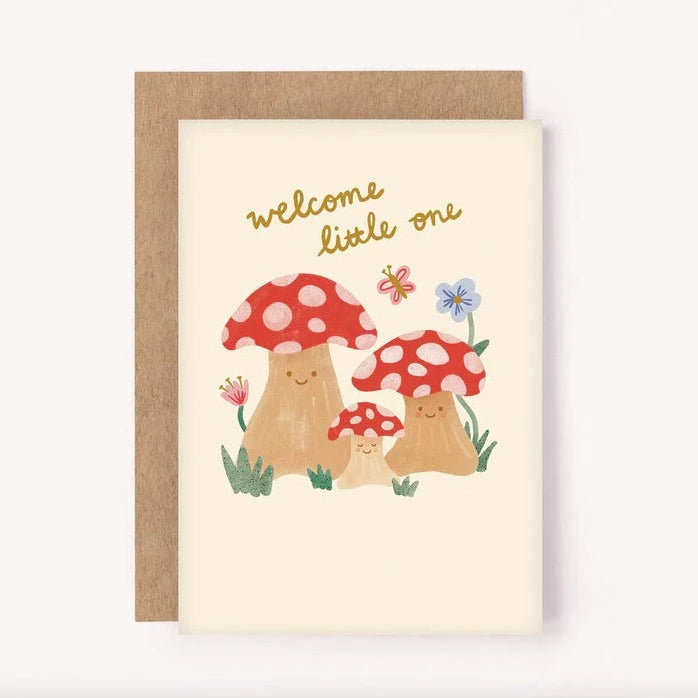 Welcome Little One Mushroom Greeting Card