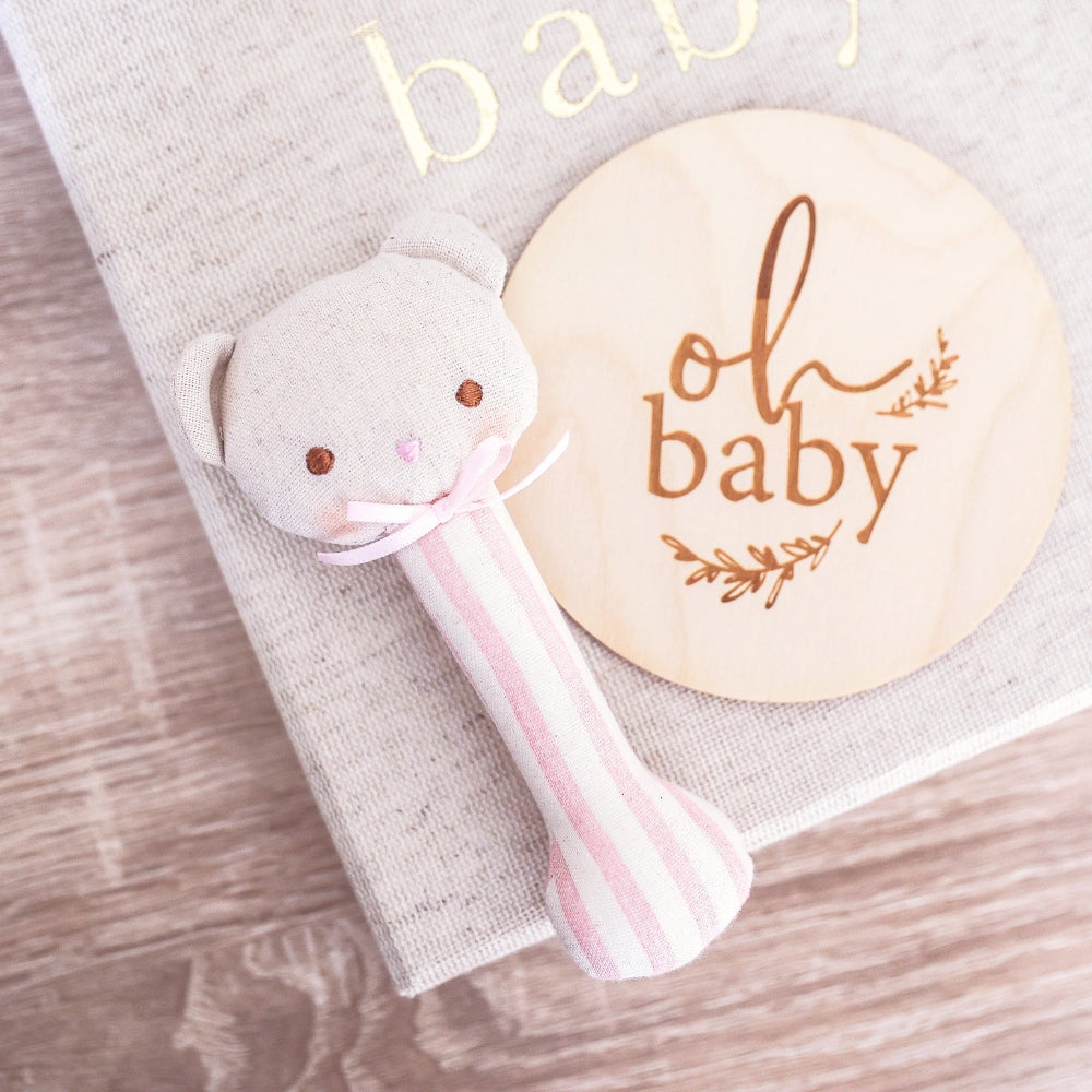 Ted Stick Rattle (Pink Stripe)