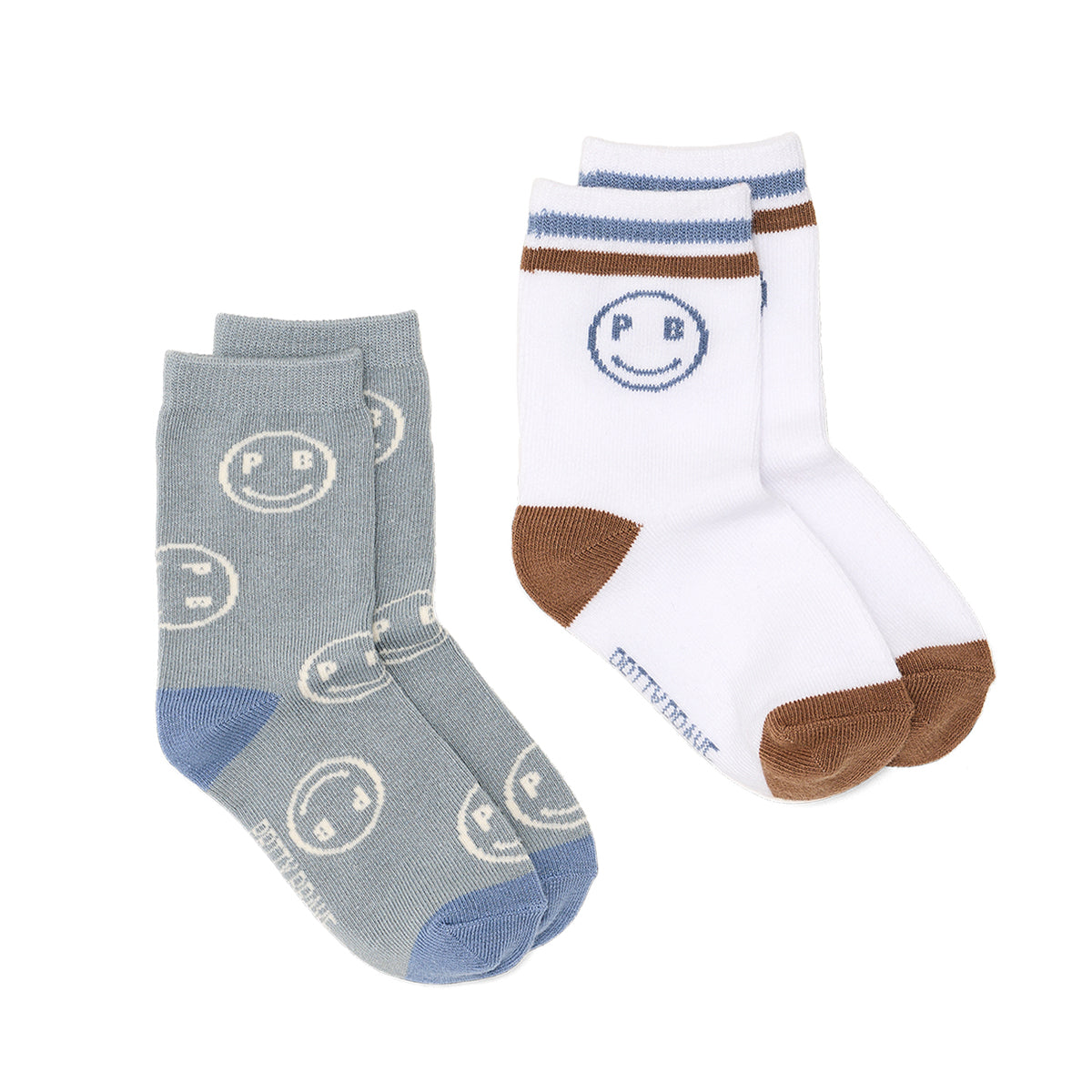Smiley Socks 2 Pack - Sage/White