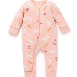 Hungry Bunny Textured Footless Onesie