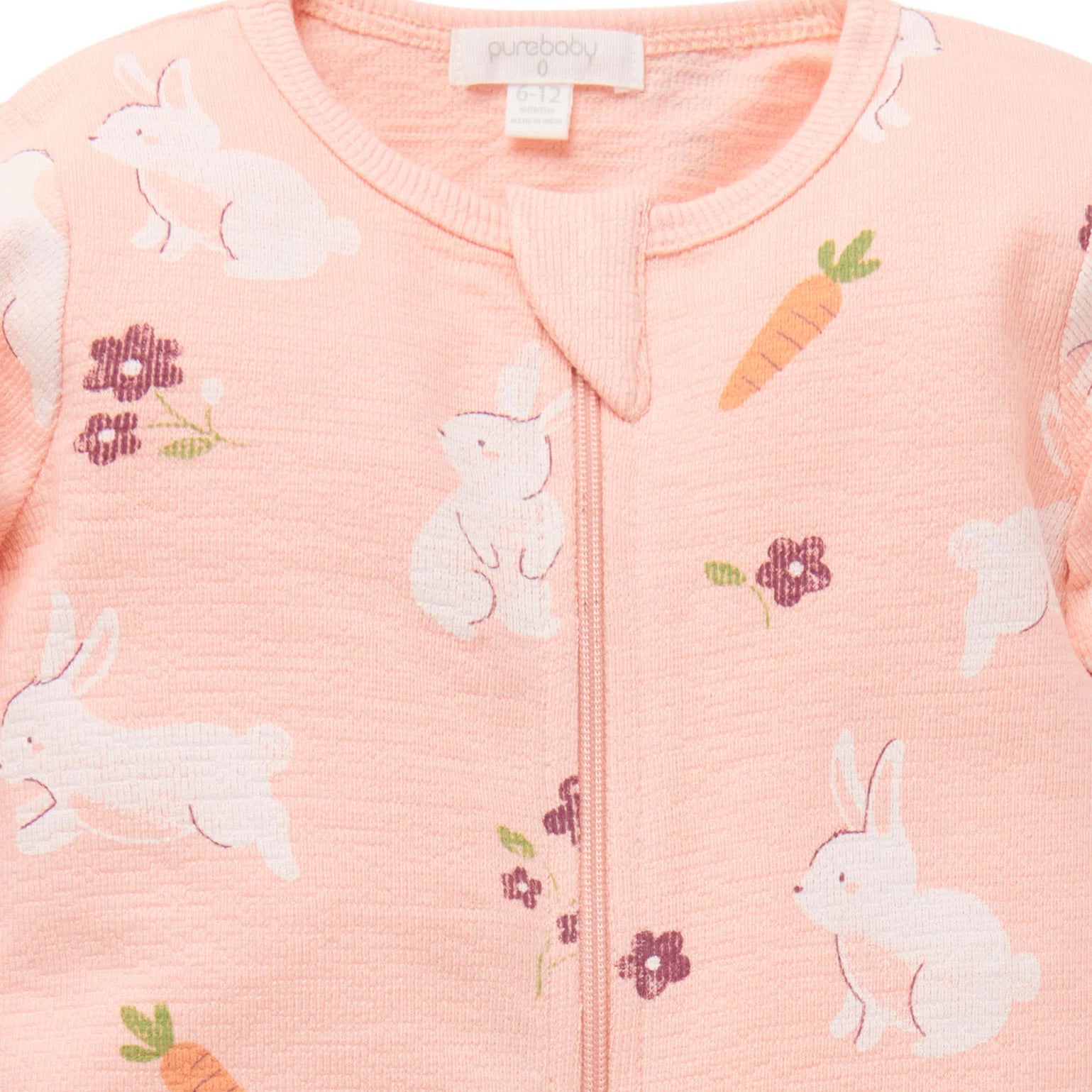 Hungry Bunny Textured Footless Onesie