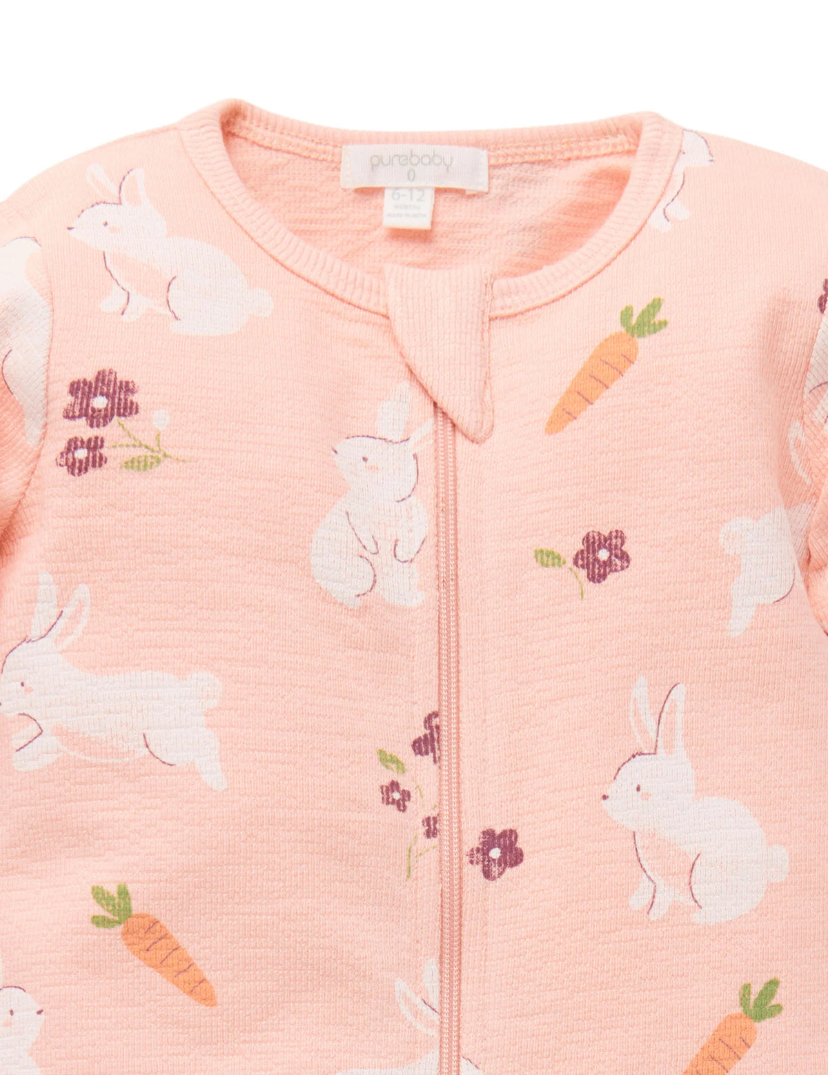 Hungry Bunny Textured Footless Onesie