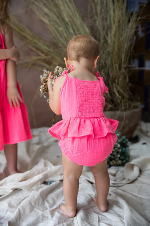 Polly Romper (Neon Blush)