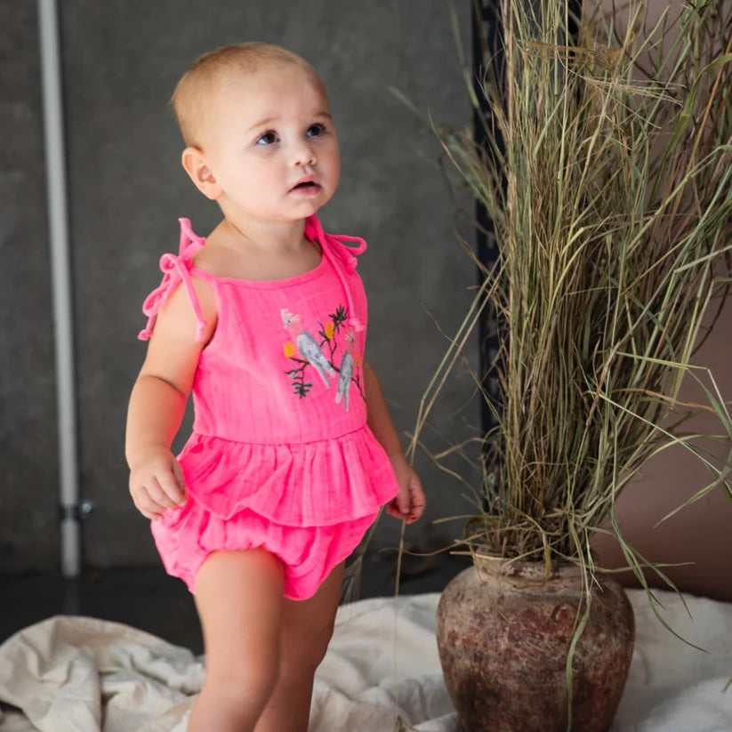 Polly Romper (Neon Blush)