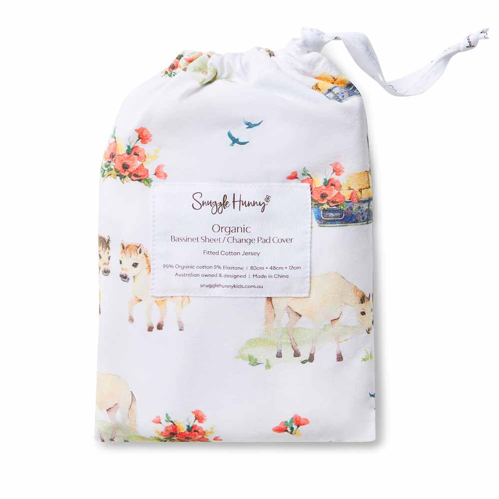 Pony Pals Organic Bassinet Sheet / Change Pad Cover