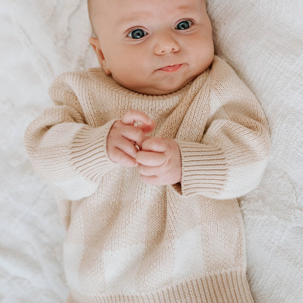 Cream Cheque Pullover