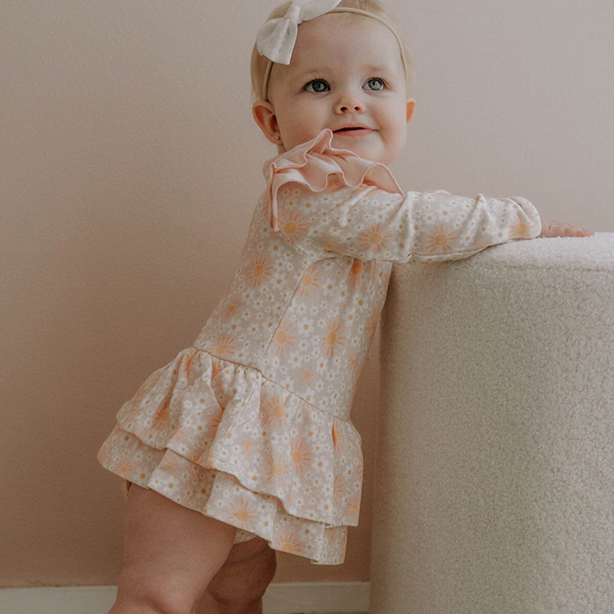 Ray Of Sunshine LS Onesie Flutter Dress