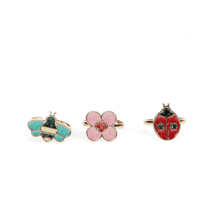 Lady Bug Glitter Rings (3 Piece)