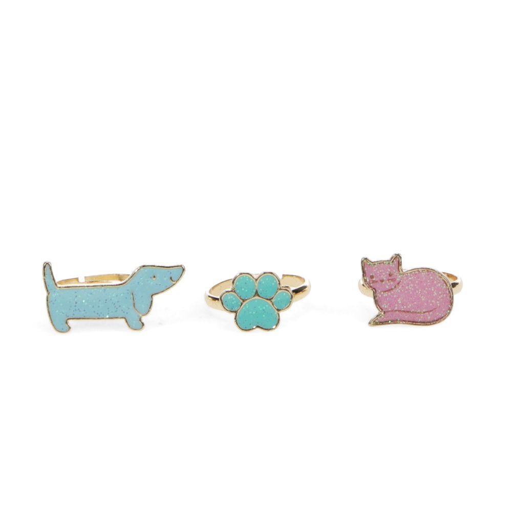 Dog Cat Glitter Ring - 3 Piece