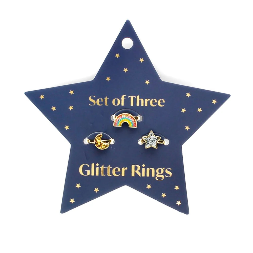 Star, Rainbow & Moon Glitter Rings