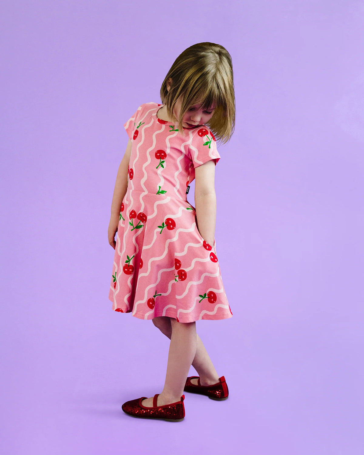 Cherry Squiggles SS Waisted Dress