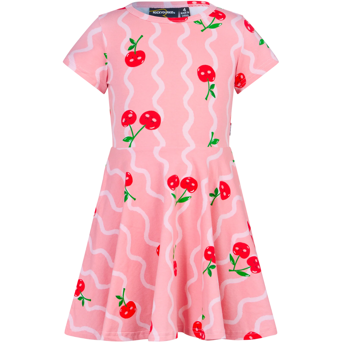 Cherry Squiggles SS Waisted Dress