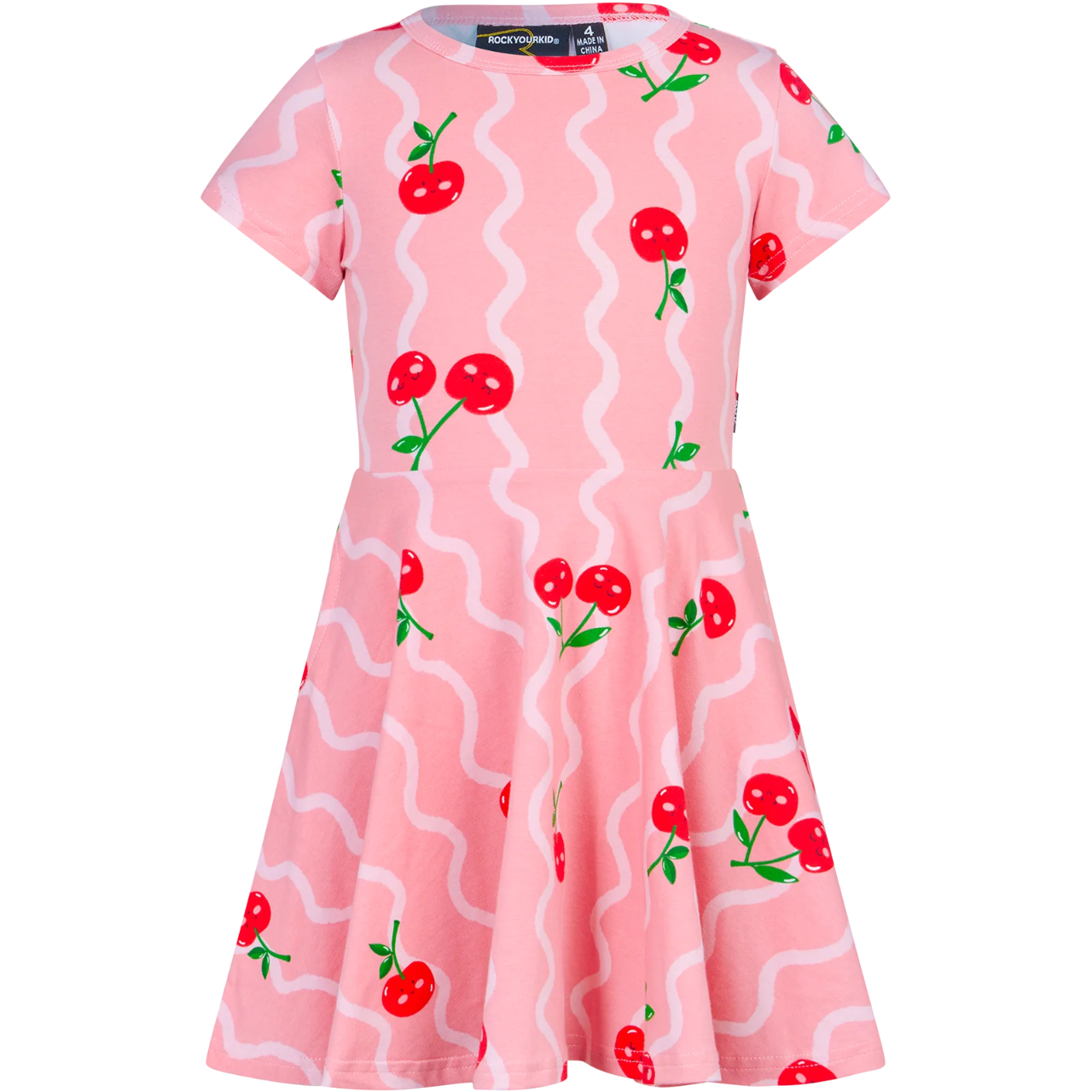 Cherry Squiggles SS Waisted Dress