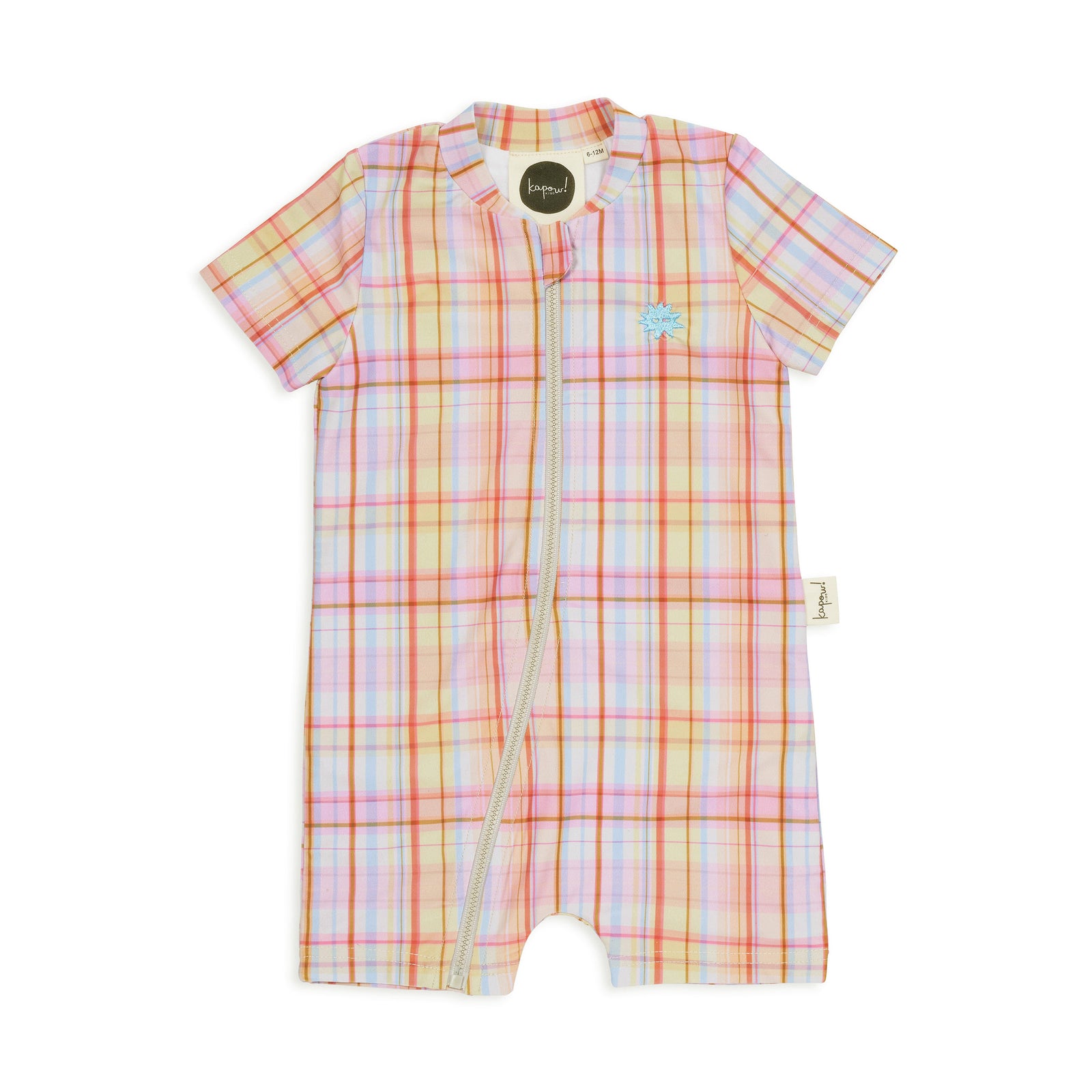 Rainbow Plaid Short Sleeve Swimsuit