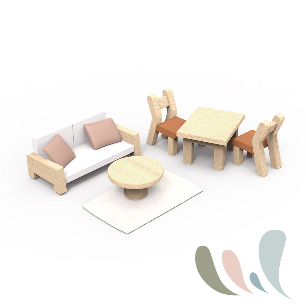 Flower Cottage Dolls House With Starter Furniture Set