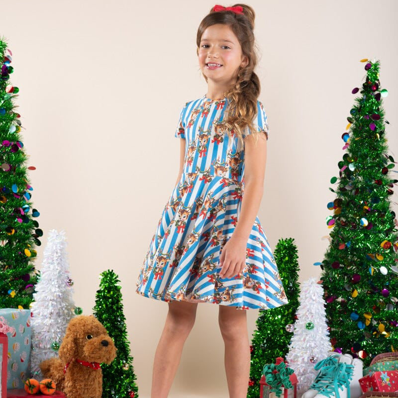 Reindeer Cheer Waisted Dress