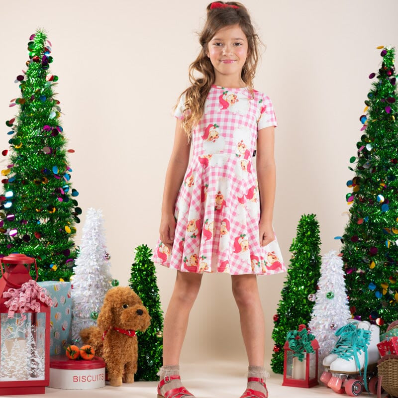 Santa Gingham Waisted Dress