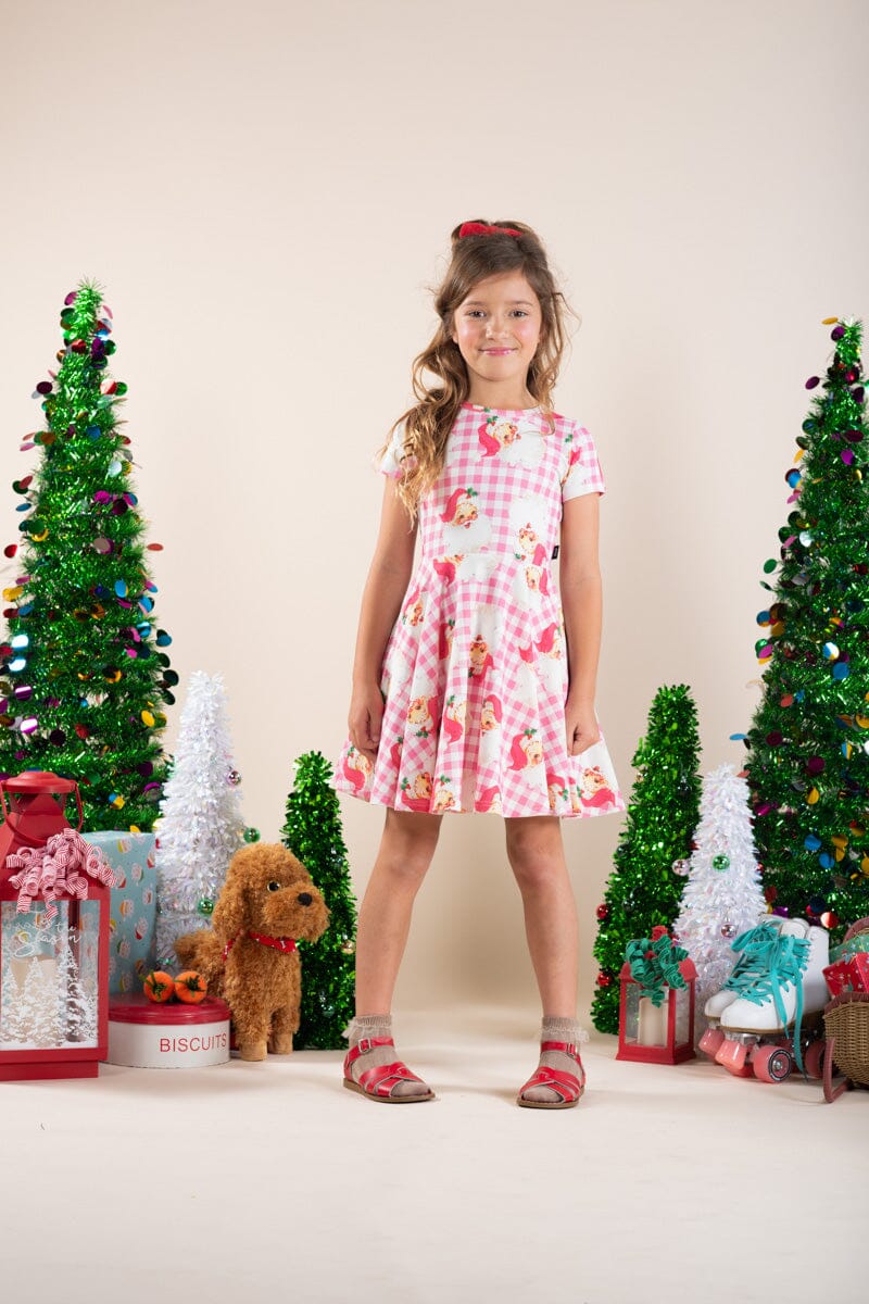 Santa Gingham Waisted Dress