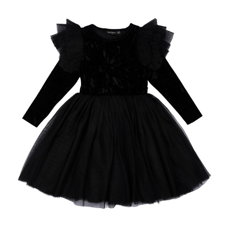Black Crushed Velvet Circus Dress