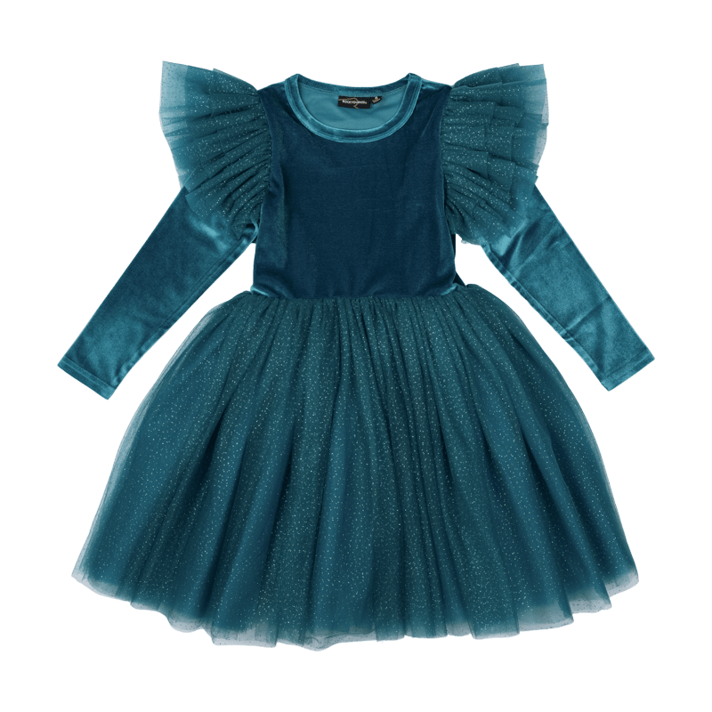 Green Velvet Sparkle Party Dress