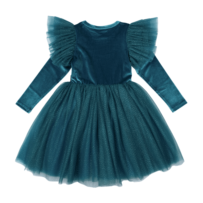 Green Velvet Sparkle Party Dress