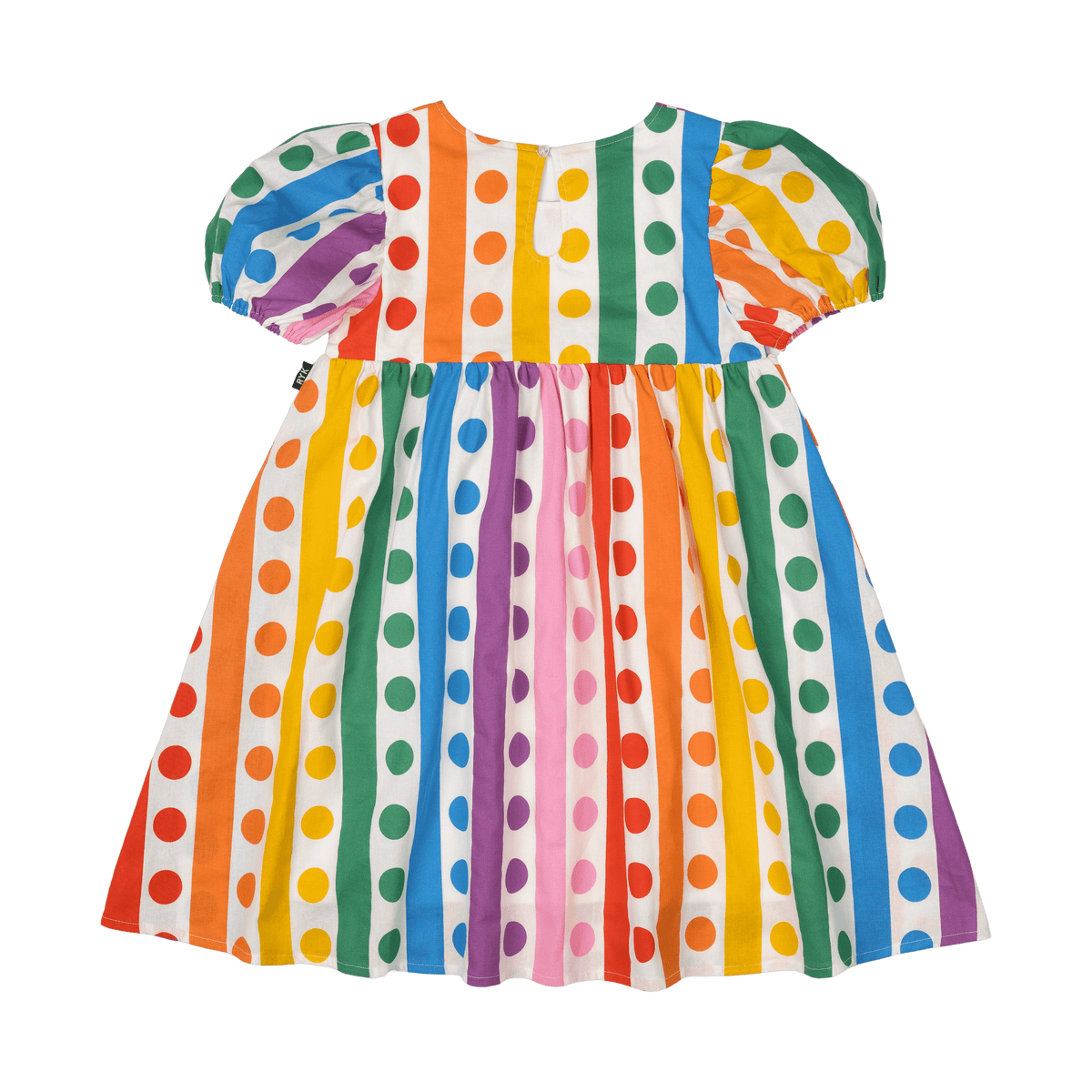 Rainbow Drops Puff Sleeve Dress