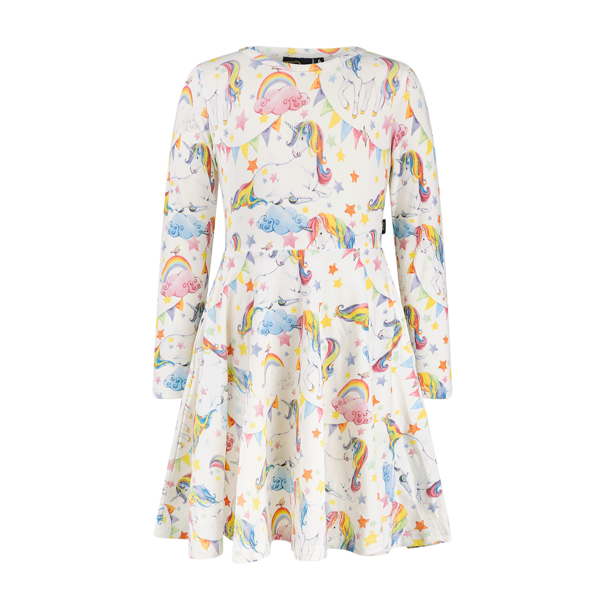 Unicorn Flags Long Sleeve Waisted Dress