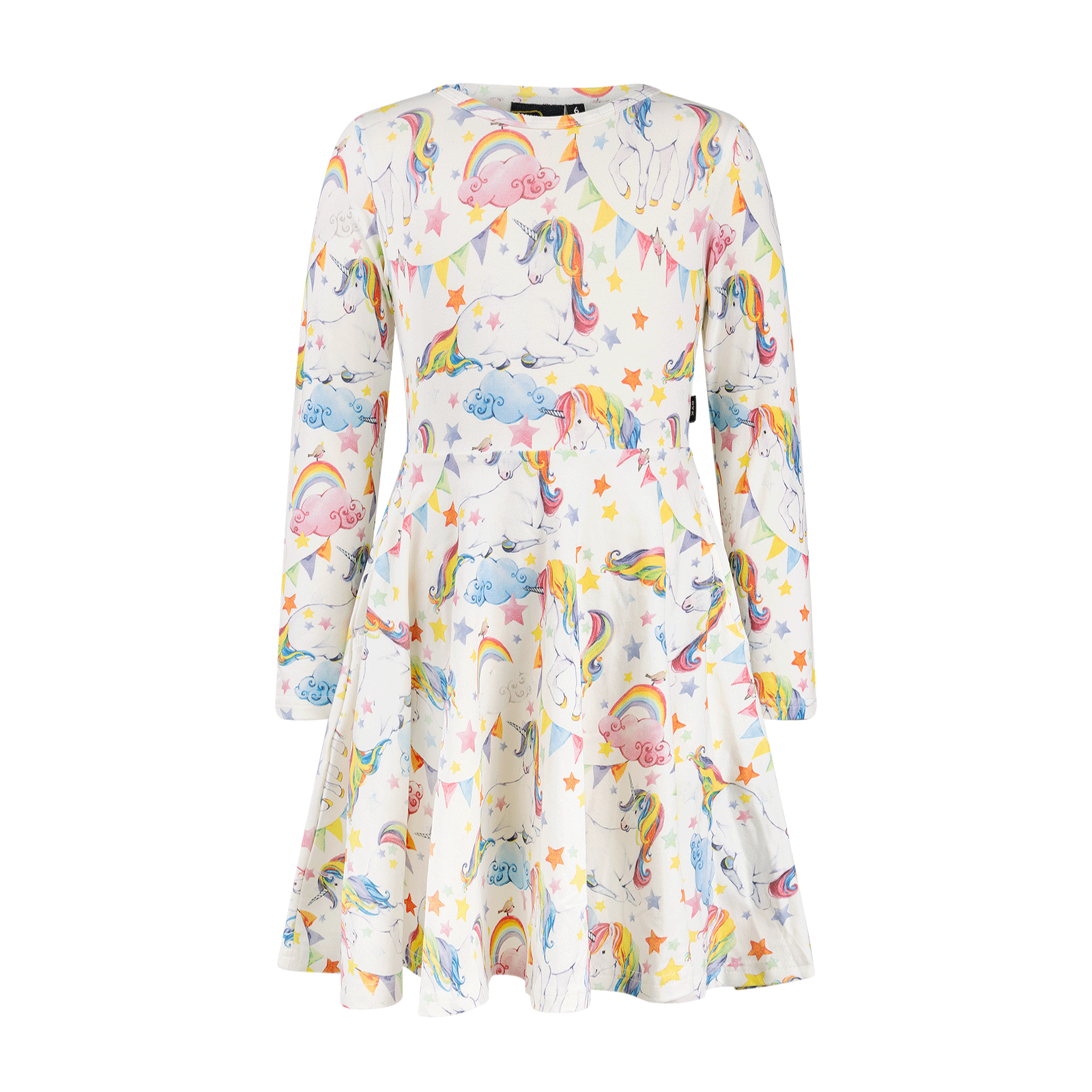 Unicorn Flags Long Sleeve Waisted Dress