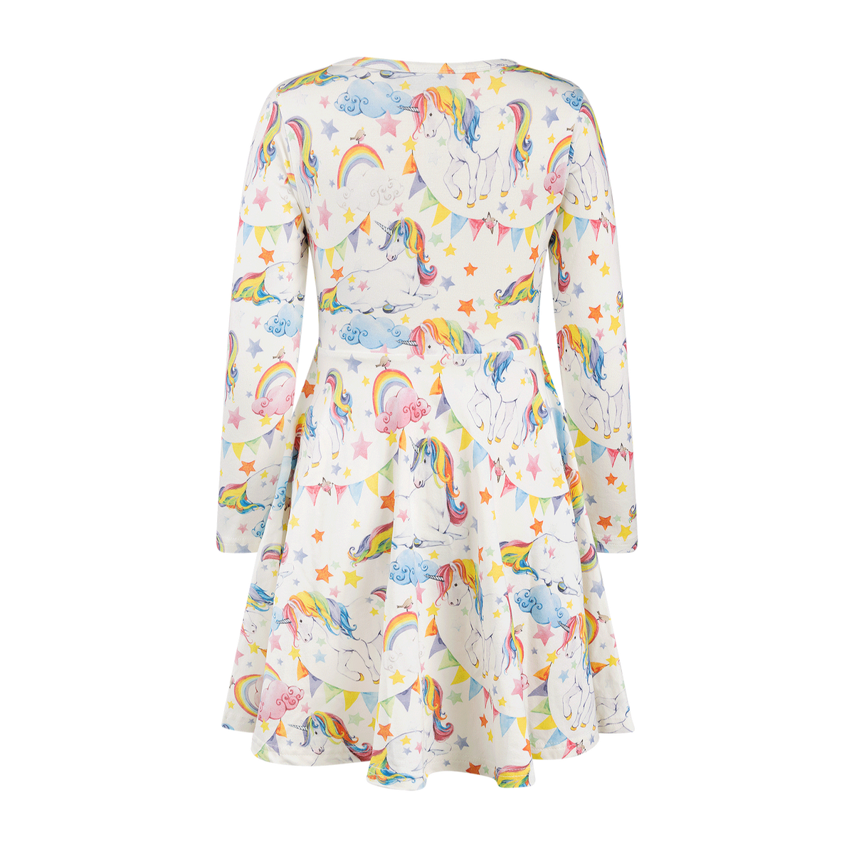 Unicorn Flags Long Sleeve Waisted Dress